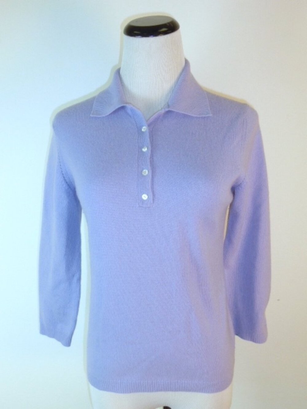 Griffen Japan lavender purple Cashmere collared polo sweater top S